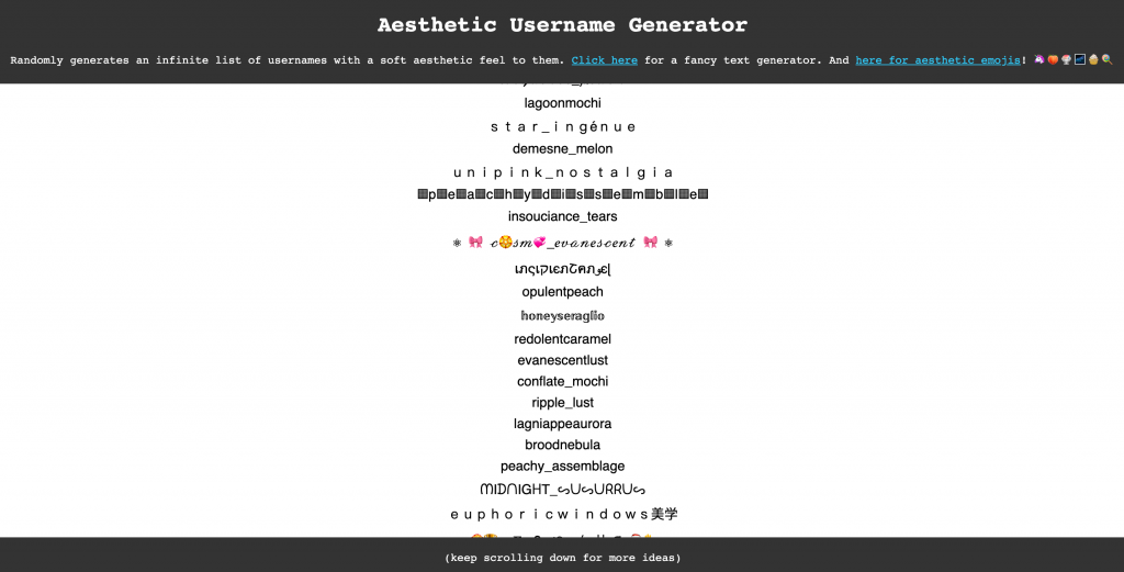 perchance username generator