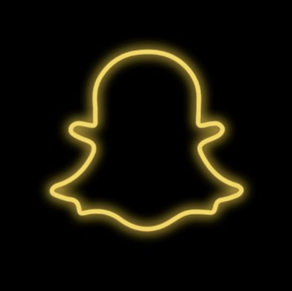 Snapchat logo (yellow silhouette, black background)
